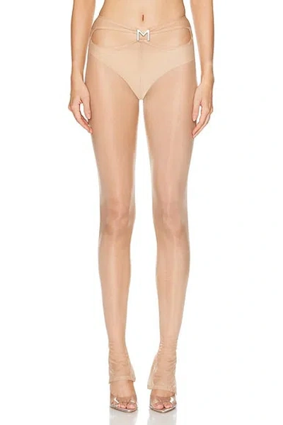 Mugler Cut Out Skinny Leg Pant In Beige