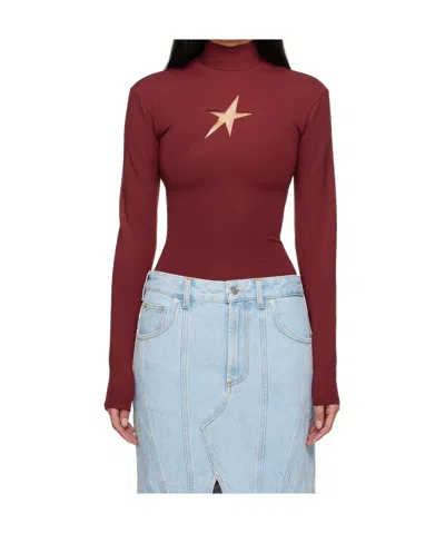Mugler Cut-out Star Top In Red
