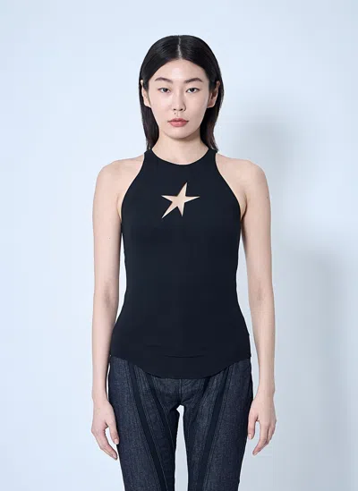 Mugler Cut-out Tank Top In Blue