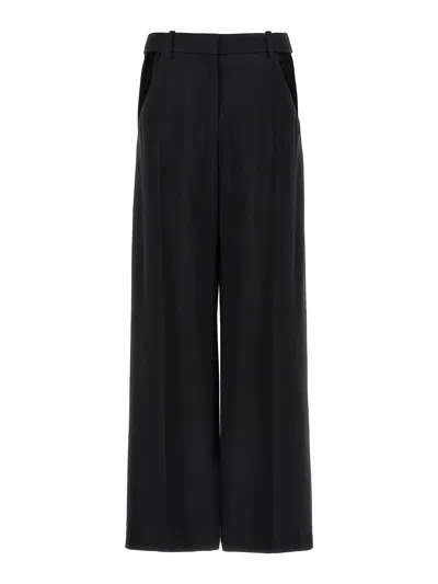 Mugler Cut-out Wide-leg Tailored Trousers In Black