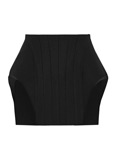 Mugler Cut-out Twill Mini Skirt In Black