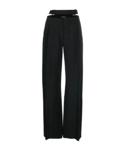 Mugler Cut-out Wide-leg Tailored Trousers In Black