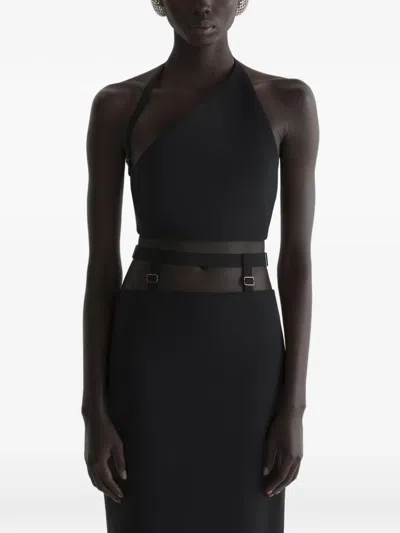 Mugler Cut-out Cropped Top In Black
