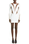 Mugler White & Beige Illusion Minidress In B1011 Ivory/nude 01