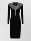 Mugler Deep V-neck Midi Dress In Black