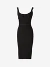 Mugler Denim Buckle Midi Dress In Buckle Detail On The Front