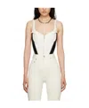 Mugler Denim Bustier Bodysuit In White