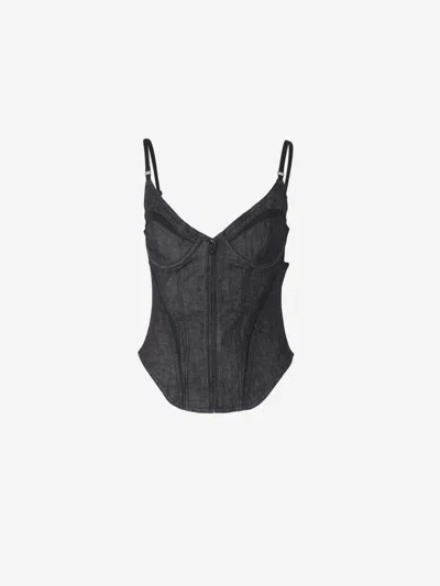 MUGLER MUGLER DENIM CORSET TOP
