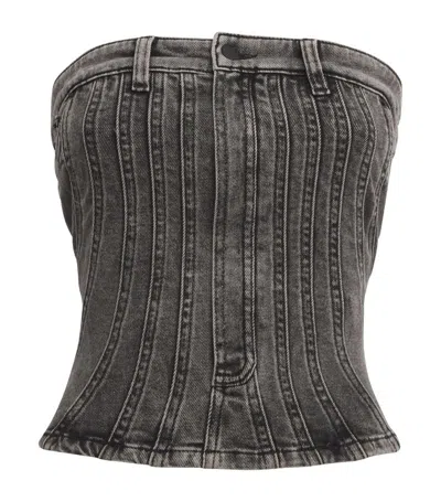 Mugler Denim Corset Top In Wa99 Washed Black