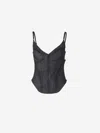 Mugler Denim Corset Top In Denim Dark Blue