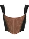Mugler Denim Cropped Corset In Black