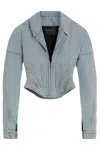 Mugler Denim Jacket In Blue