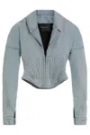 Mugler Denim Jacket In Gray