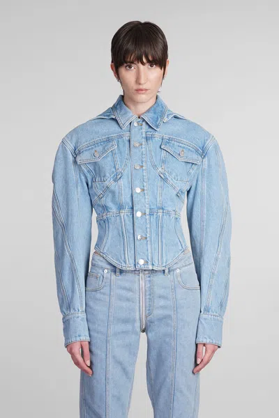 MUGLER DENIM JACKETS IN BLUE DENIM