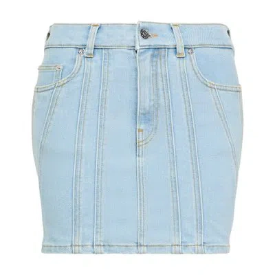 Mugler Denim Mini Skirt In Blue