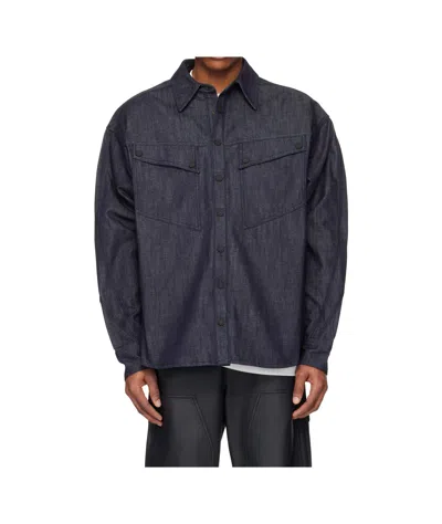 Mugler Denim Shirt In Black