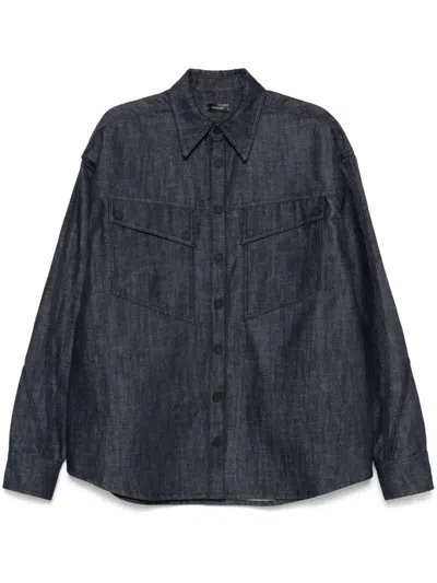Mugler Denim Shirt In Blue