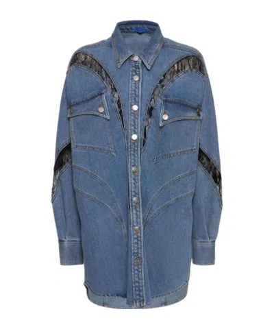 Mugler Denim Shirt In Blue