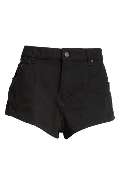 Mugler Denim Shorts In Black/ White