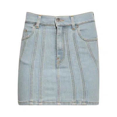 Pre-owned Mugler Denim Skirt 'medium Blue' | Women's Size 42