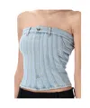 Mugler Women's Denim Bustier Top In Multicolor