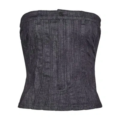 Mugler Denim Top In Blue