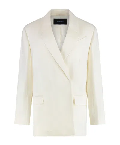 Mugler Double-breasted Blazer In Neutral