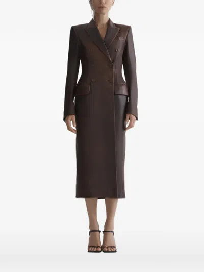 Mugler Double-breasted Jacket Coat In Brown