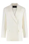 Mugler Double-breasted Jacket Back Vent In Neutral