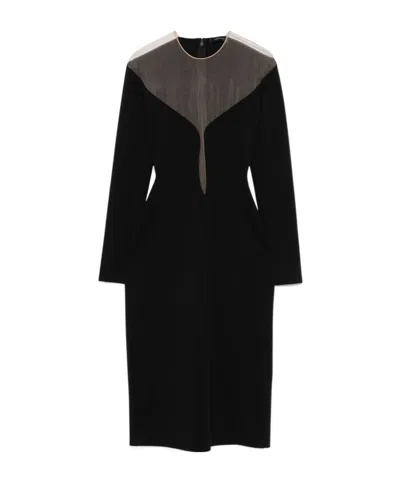 Mugler Women's Deep Neck Fit Midi Dress In Black