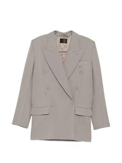 Mugler Double-breasted Peak-lapels Blazer In Gray