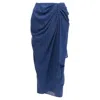 Mugler Drape Wrap Waist Button Skirt In Blue