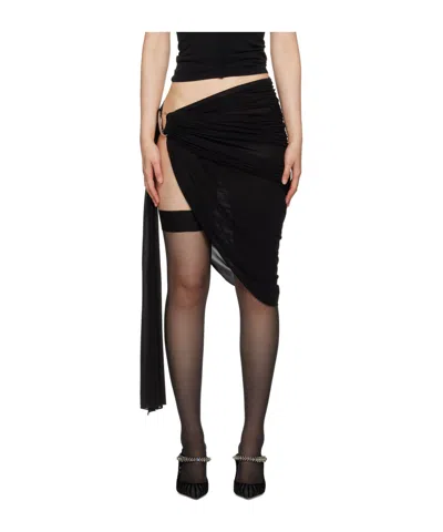 Mugler Draped Asymmetric Mini Skirt In Black