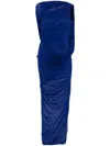 Mugler Draped Backless Gown In Blue