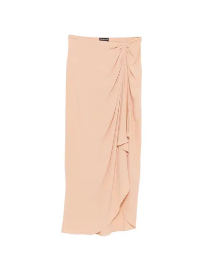 Mugler Draped Button-detail Skirt In Neutral