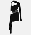 Mugler Asymmetric Cut-out Minidress In Black