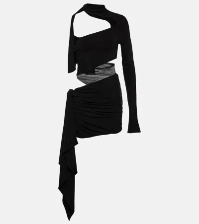 MUGLER DRAPED CUTOUT MINIDRESS
