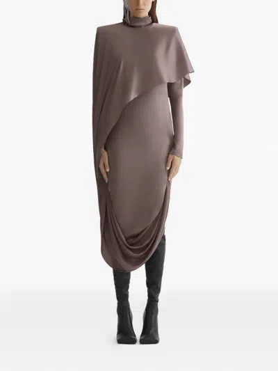 Mugler Draped High-neck Dress In Multi