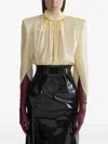 Mugler Structured Top High Neck Pleated Design In Neutral