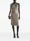 Mugler Draped Loop Dress In Neutral