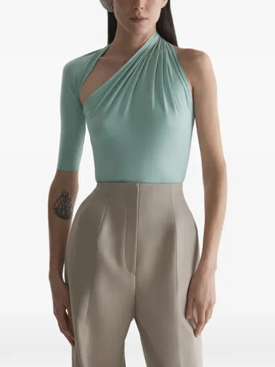 Mugler Draped Loop T-shirt In Blue