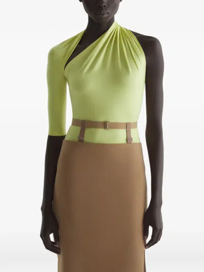 Mugler Draped Loop T-shirt In Yellow