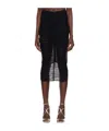 Mugler Draped Mesh Midi Skirt In Black
