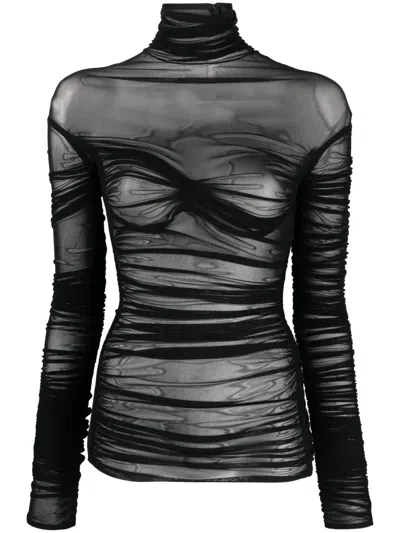 MUGLER DRAPED MESH TOP