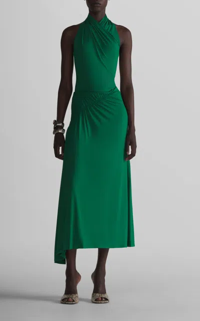 Mugler Draped Midi Skirt In Green
