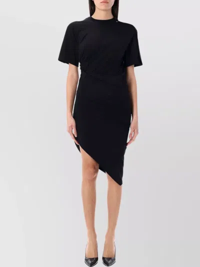 Mugler Draped Cotton Blend Jersey Mini Dress In Black