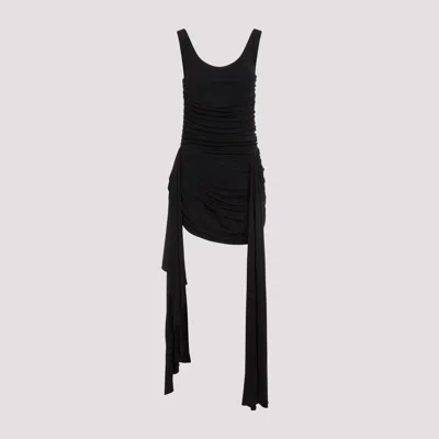 Mugler Draped Mini Dress In Black