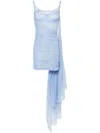 Mugler Draped Mini Dress In Blue