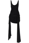 Mugler Draped Mini Dress With Side Trains In Black (black)