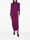 Mugler Draped Padded-shoulder Maxi Dress In Purple